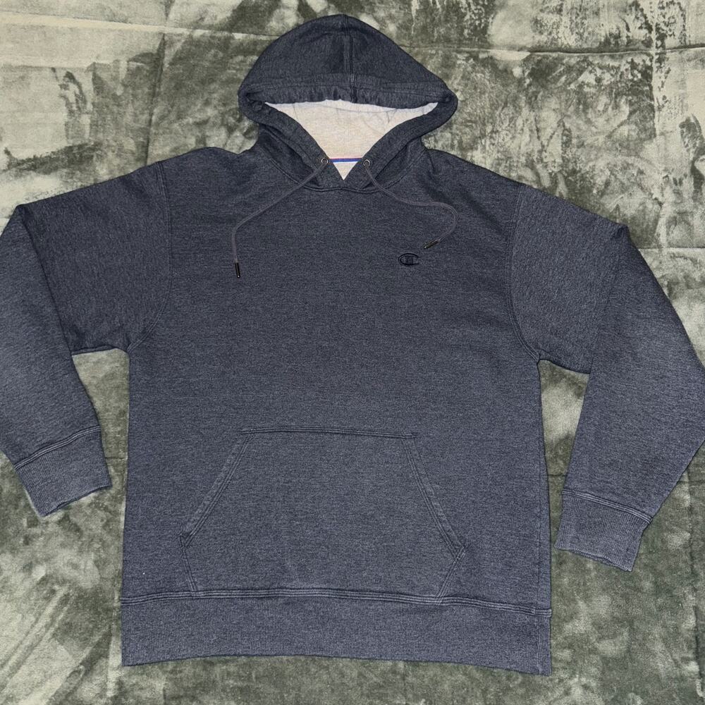 Champion Hoodie Men's Large Gray Cotton Fleece Drawstring Long Sleeve Pullover